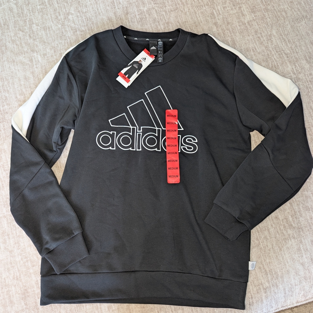 Adidas Men's Black and White Sweater